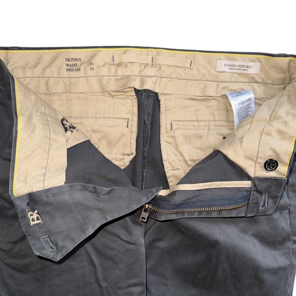 Banana Republic Skinny Chino Pants Mens 31x27 Dark Gray Charcoal Cotton Blend - Picture 4 of 8